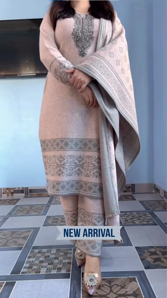 Winter stunning Woolen Suit Set With Dupatta